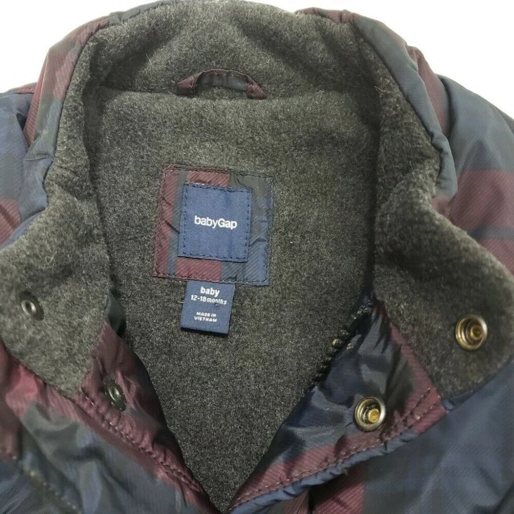 Baby GAP Plaid‎ Puffer Vest Boys Size 12-18 Mos.